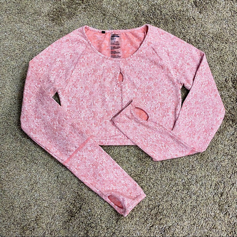 Gymshark Fleur Texture Crop Top in Dusky Pink Marl